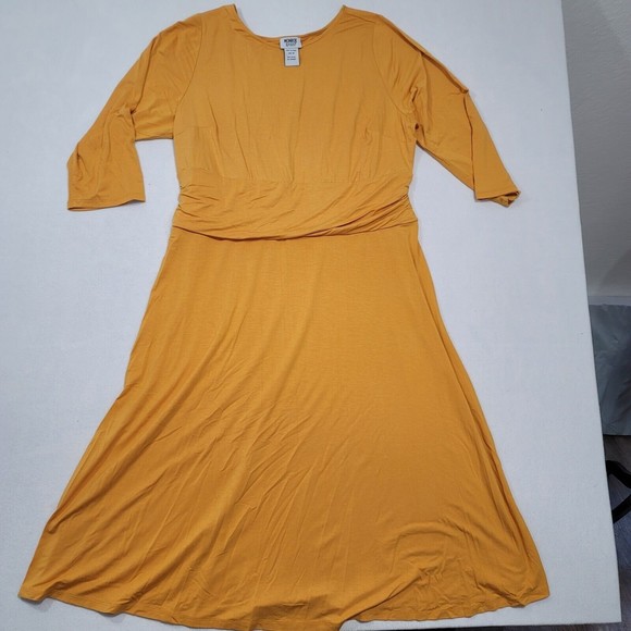 Monroe And Main Plus Size Midi Dress Size 1X Yellow  3/4 Sleeve - Picture 1 of 5